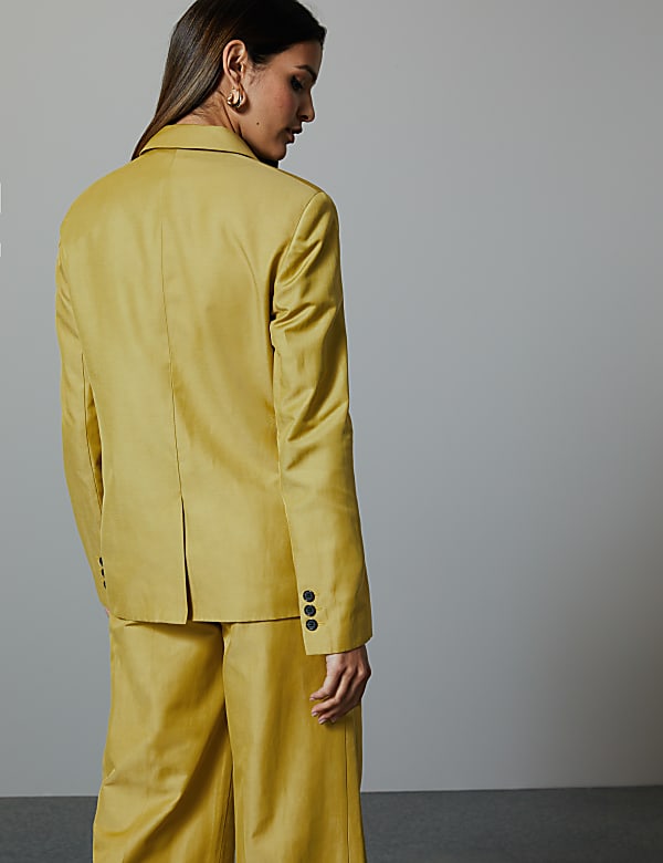 Linen Blend Double Breasted Blazer