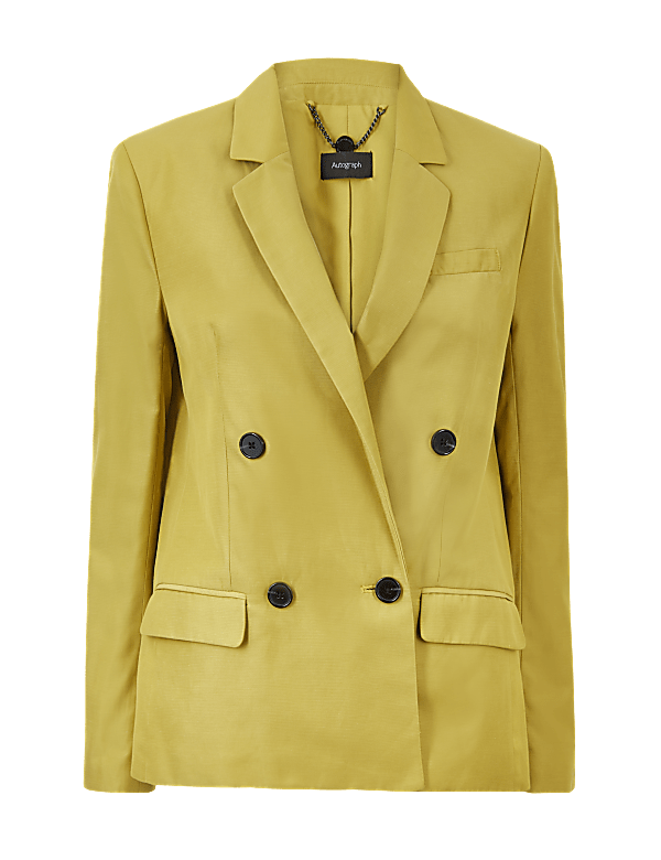 Linen Blend Double Breasted Blazer
