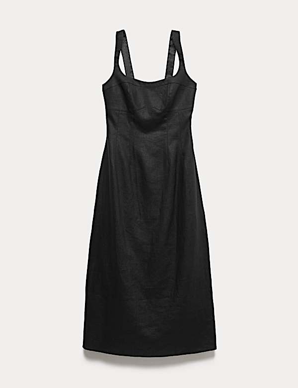 Pure Linen Structured Waisted Dress - IS