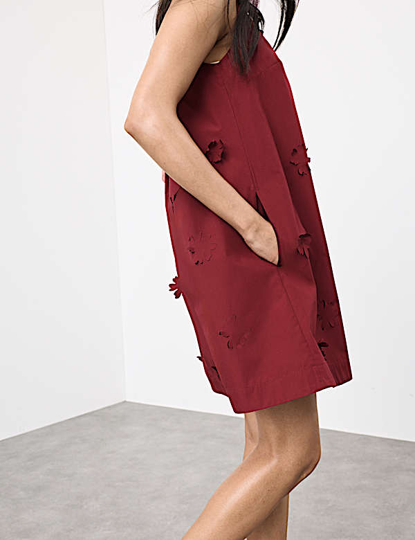 Cotton Blend Floral Cutwork Detail Dress - AT
