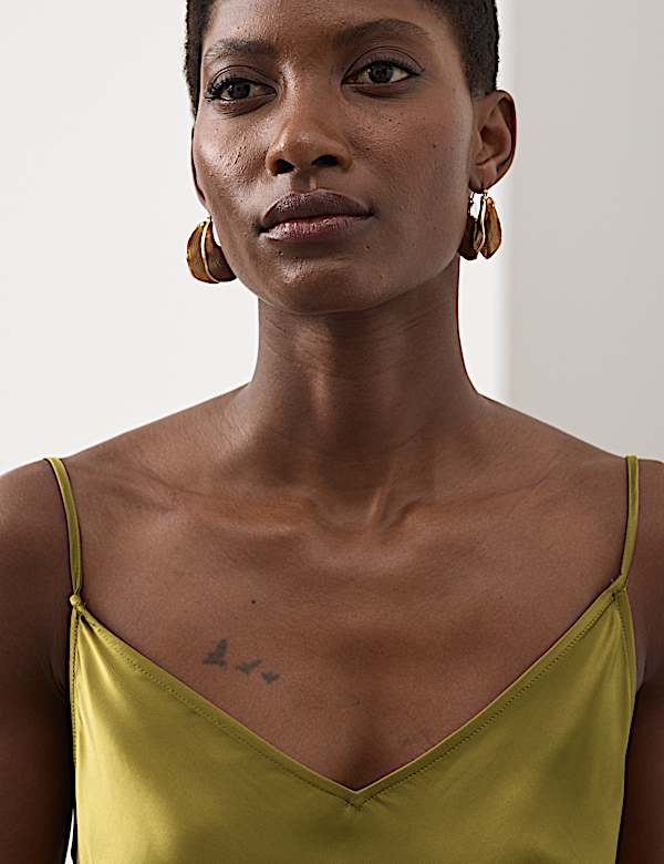 Satin Ruffle Maxi Slip Dress - HR