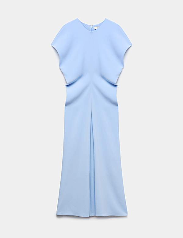 Vestido a la cintura a media pierna con cuello redondo - US