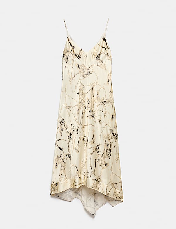 Cupro Rich Printed Asymmetric Midi Slip Dress - IT