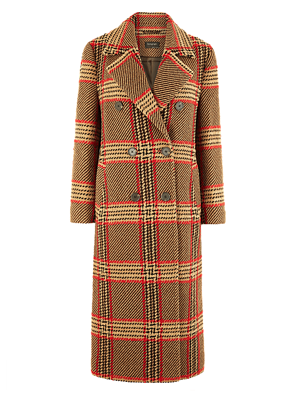 Marks and spencer checked coat sale