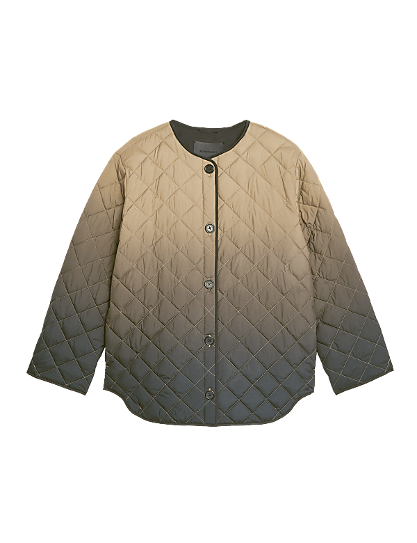 Ombre Quilted Collarless Jacket