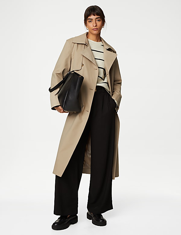 Cotton Rich Belted Longline Trench Coat - FI