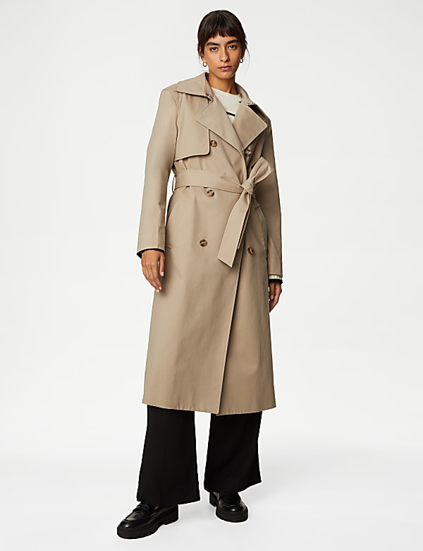 Buy Cotton Rich Belted Longline Trench Coat at Marks & Spencer