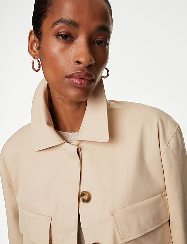 Cotton Rich Collared Cropped Utility Jacket