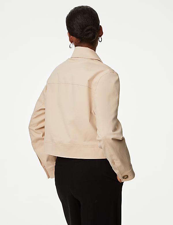 Cotton Rich Collared Cropped Utility Jacket