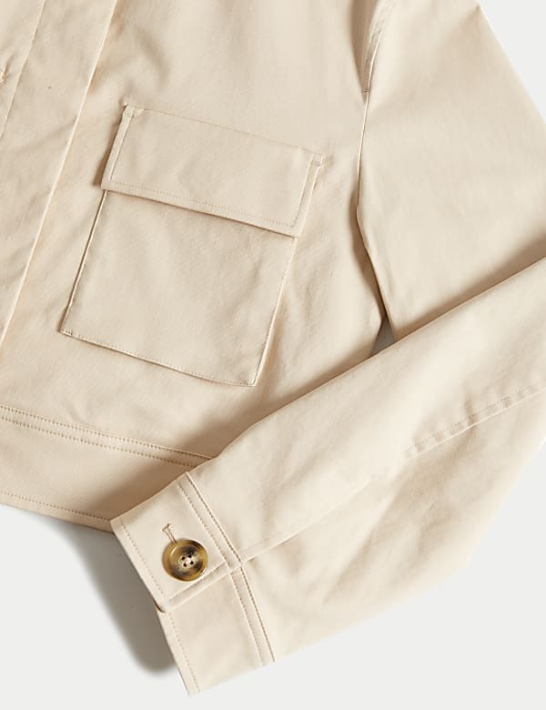 Cotton Rich Collared Cropped Utility Jacket