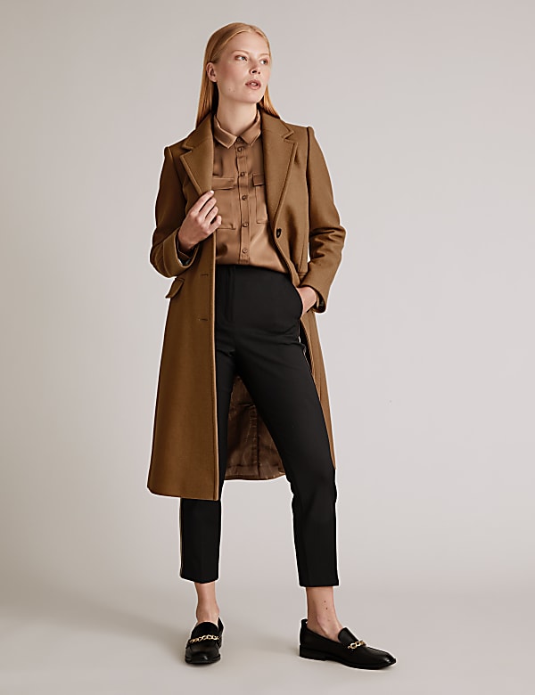 Wool Rich Tailored Coat with Cashmere DARK NAVY Coats M S FR