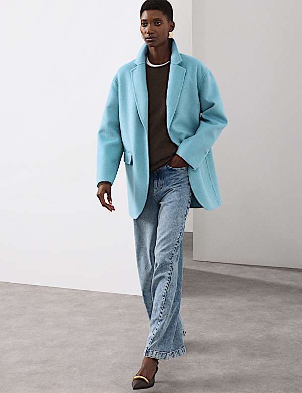 Wool Blend Single Breasted Blazer - CN