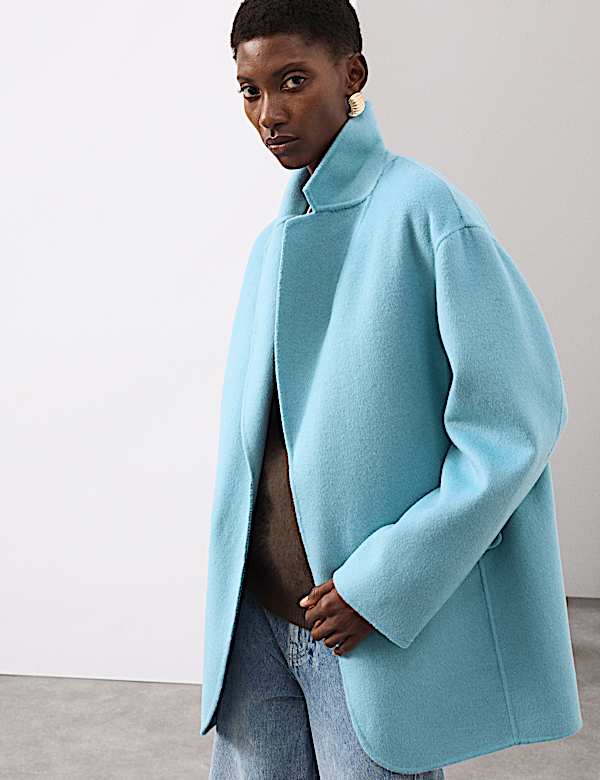 Wool Blend Single Breasted Blazer - CN