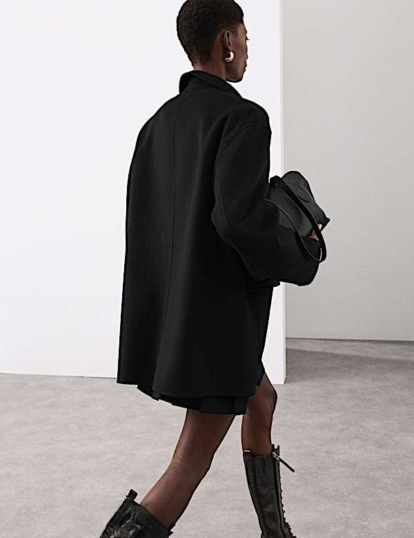 Wool Blend Single Breasted Blazer - SE