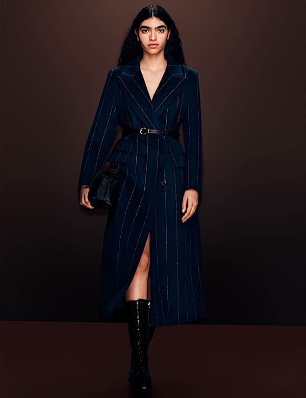 Wool Rich Double Breasted Longline Coat - VN