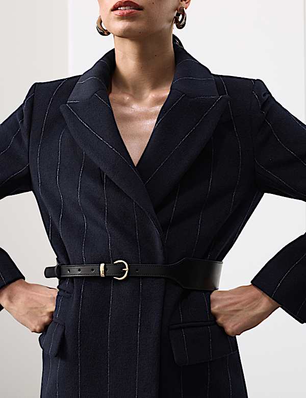 Wool Rich Double Breasted Longline Coat - CN