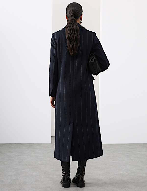 Wool Rich Double Breasted Longline Coat - CN