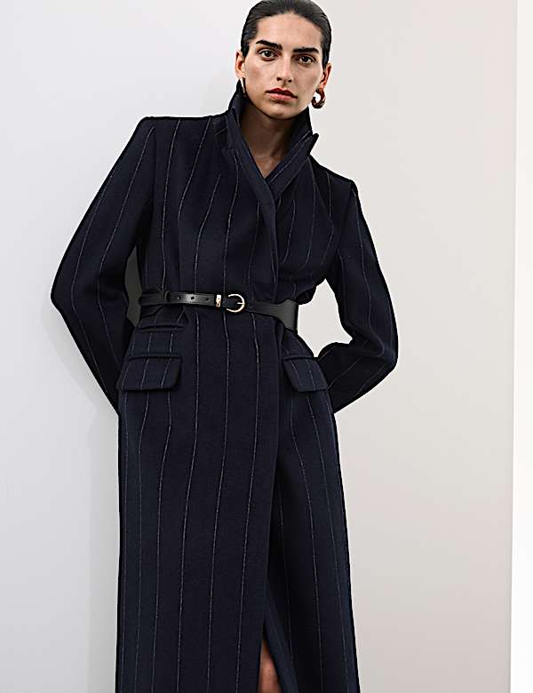Wool Rich Double Breasted Longline Coat - CN