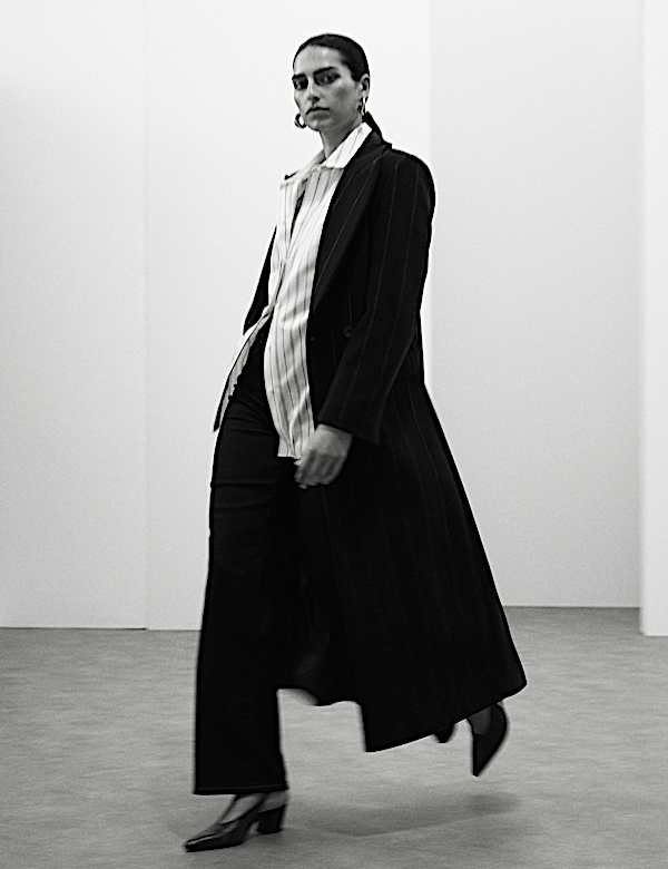 Wool Rich Double Breasted Longline Coat - CN