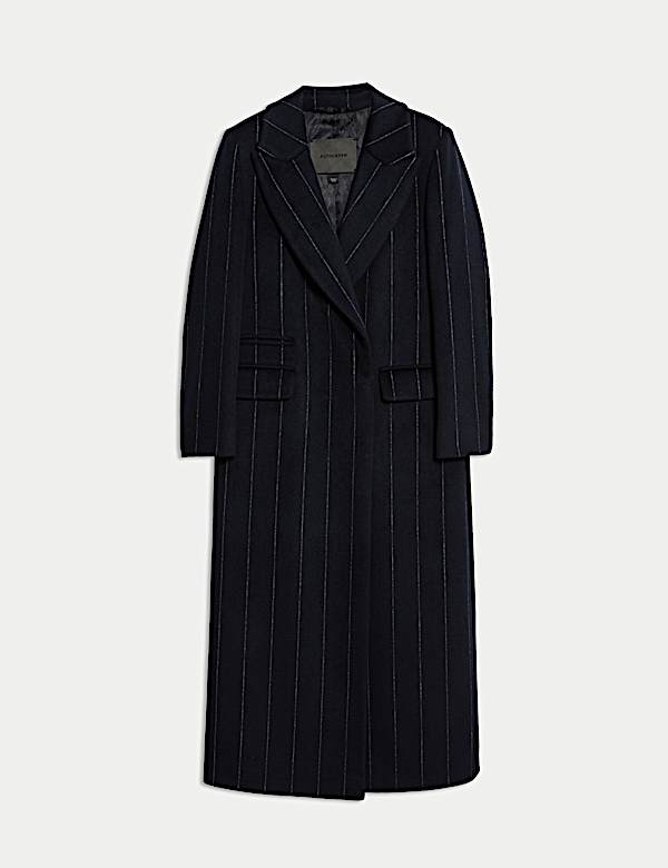Wool Rich Double Breasted Longline Coat - CN