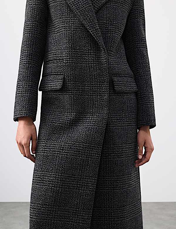 Μάλλινο παλτό με διπλό πέτο σε μακριά, φαρδιά γραμμή - GR