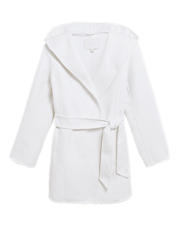 Wool Blend Hooded Short Coat