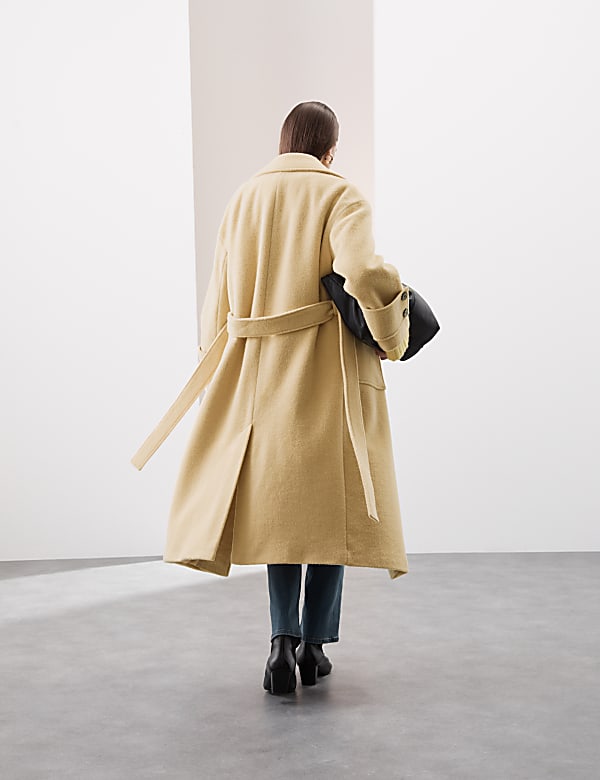 Wool Rich Belted Longline Wrap Coat SOFT YELLOW Coats M S SG
