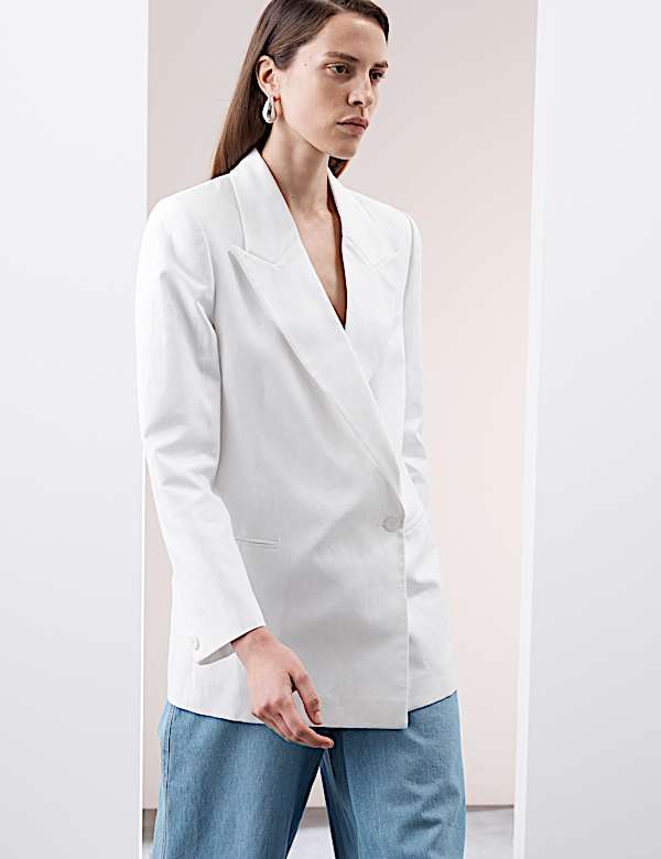Linen Blend Single Breasted Blazer - MV