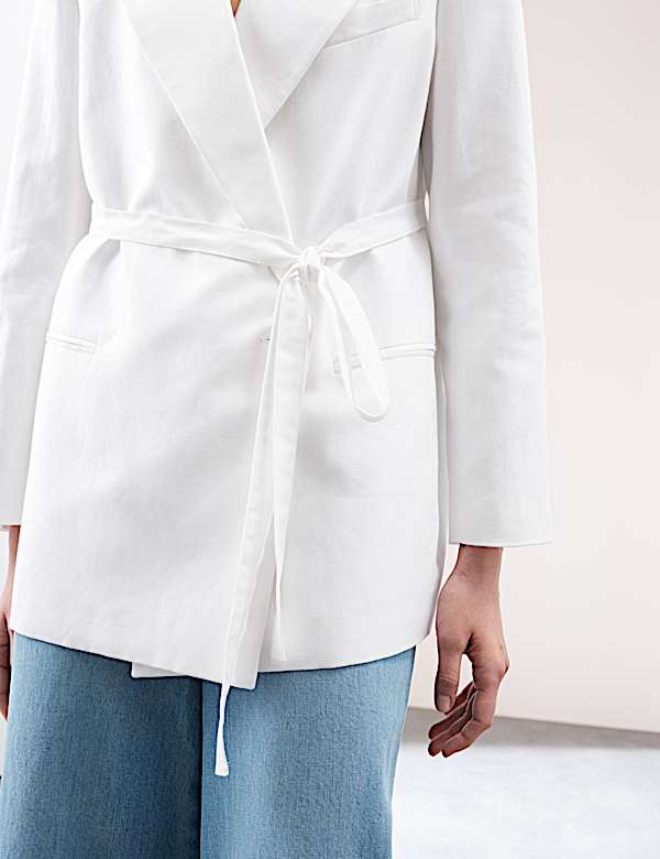 Linen Blend Single Breasted Blazer - NL