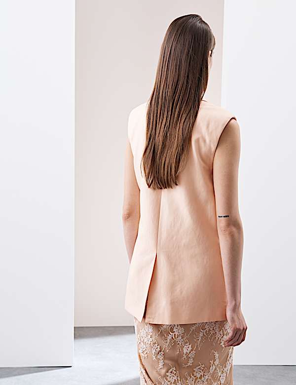 Linen Blend Tie Fastening Waistcoat - PL