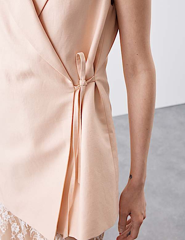 Linen Blend Tie Fastening Waistcoat - PL