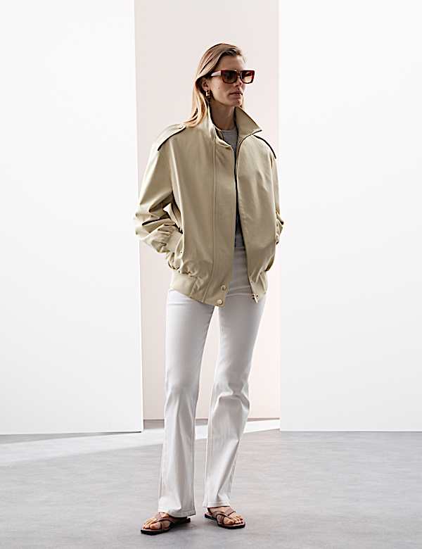 Cotton Lyocell™ Blend Blouson Bomber Jacket - IT