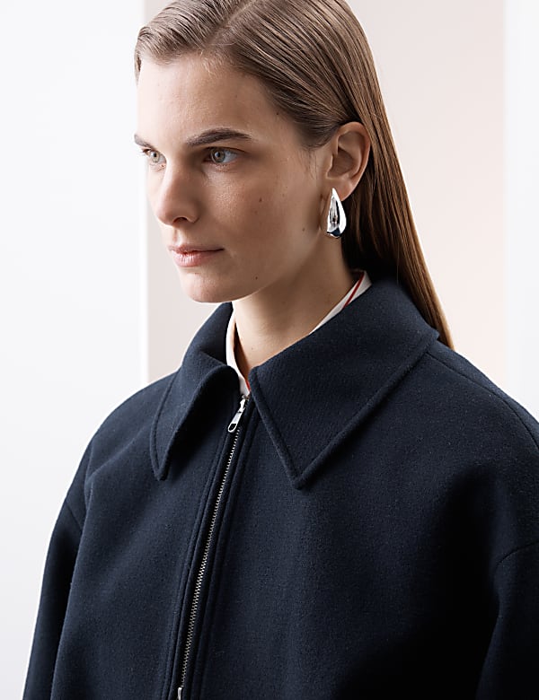 Wool Blend Cropped Pea Coat - IT