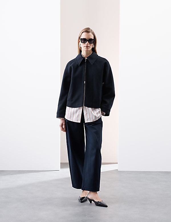 Wool Blend Cropped Pea Coat - IT