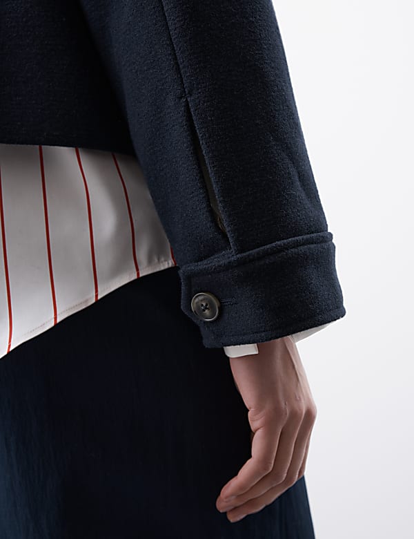 Wool Blend Cropped Pea Coat - IT