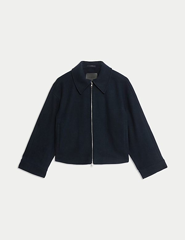 Wool Blend Cropped Pea Coat - IT