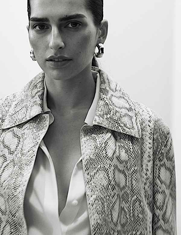 Leather Snakeskin Print Jacket - NZ