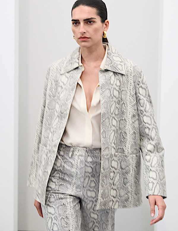 Leather Snakeskin Print Jacket - NZ