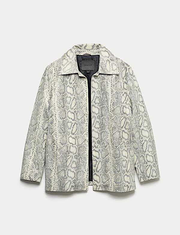 Leather Snakeskin Print Jacket - NZ