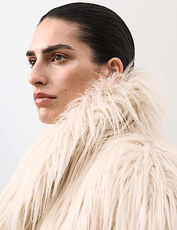 Faux Fur Collared Longline Coat - NZ