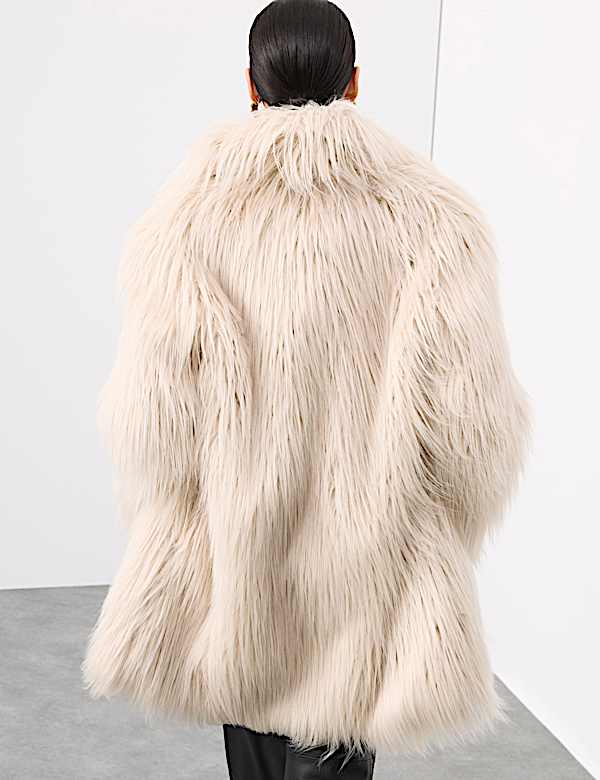 Faux Fur Collared Longline Coat - NZ