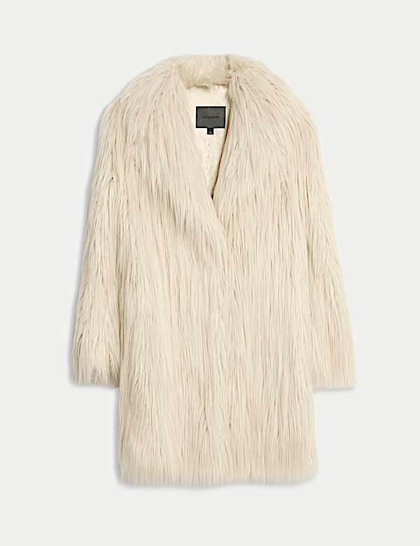 Faux Fur Collared Longline Coat - NZ