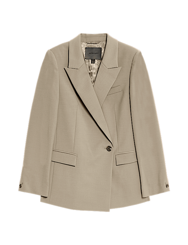 Wool Blend Double Breasted Blazer