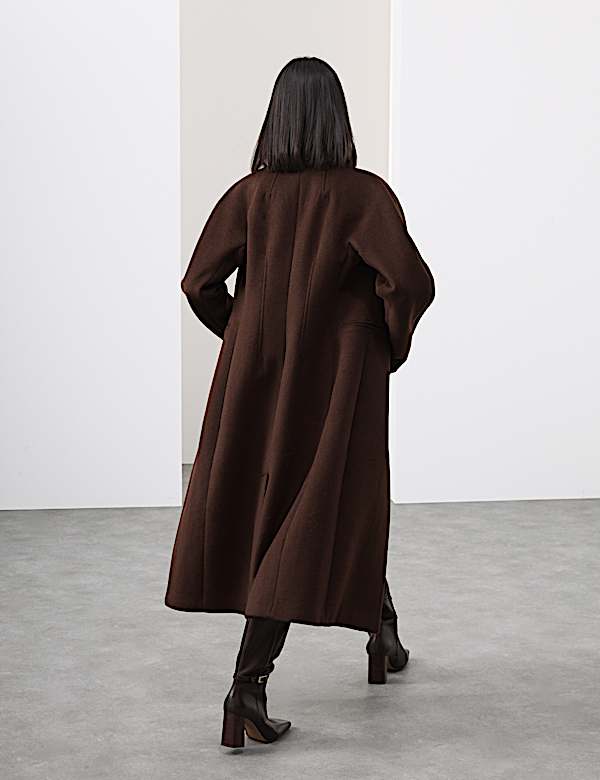 מעיל ללא צווארון מתערובת צמר ובגזרה ארוכה - IL