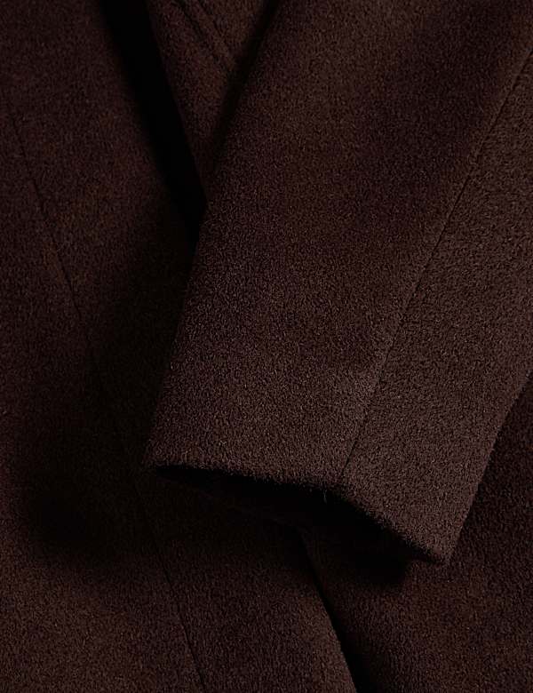 מעיל ללא צווארון מתערובת צמר ובגזרה ארוכה - IL