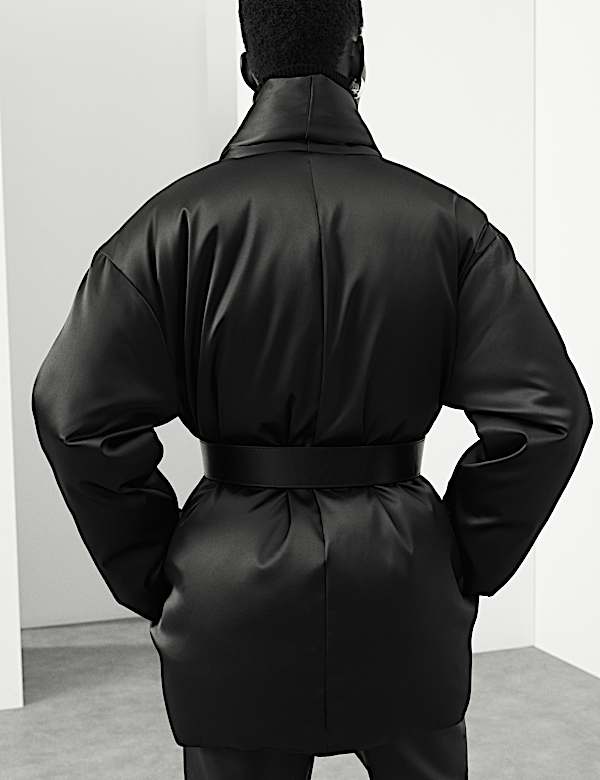 Manteau molletonné en satin - BE