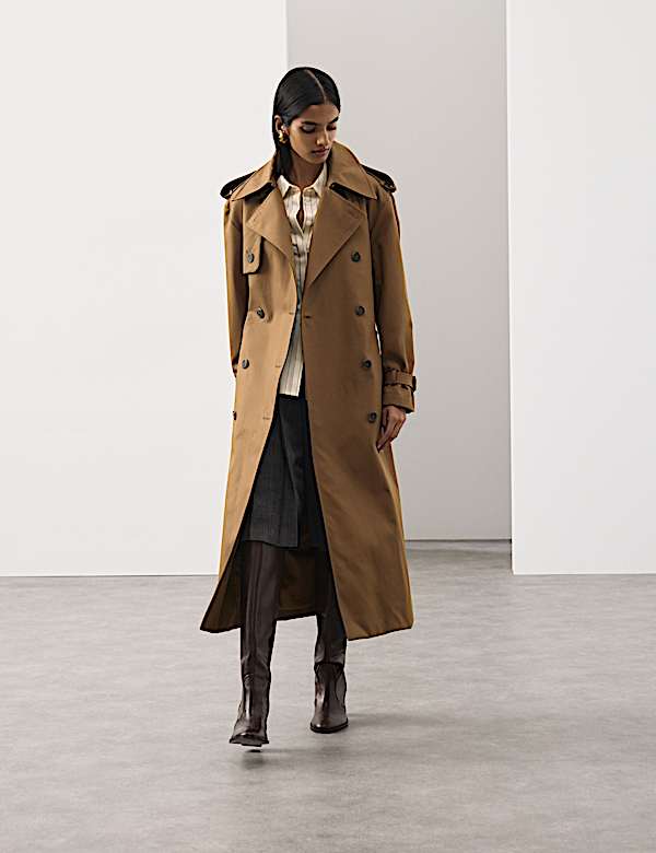 Pure Cotton Longline Trench Coat - US