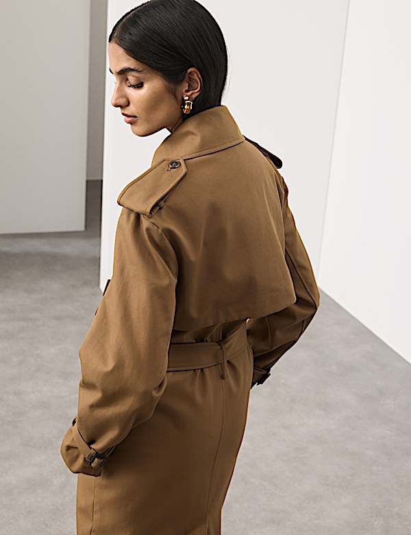 Pure Cotton Longline Trench Coat - US