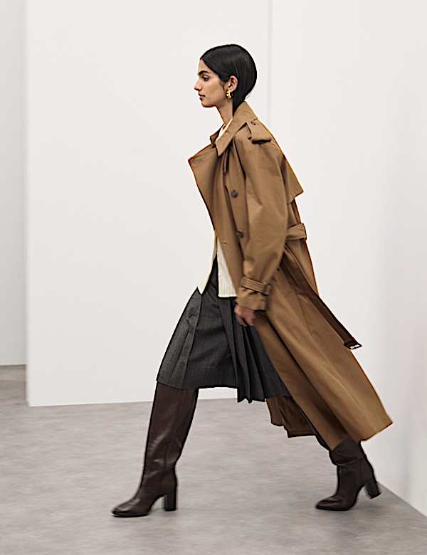 Pure Cotton Longline Trench Coat - US