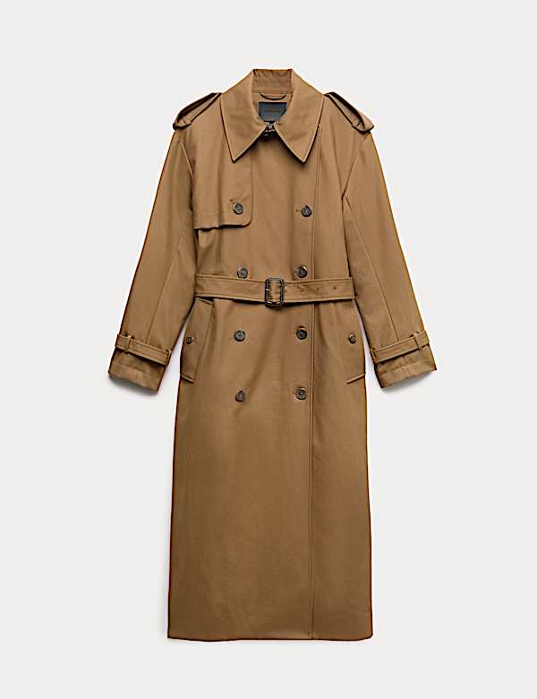 Pure Cotton Longline Trench Coat - US